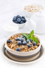 berry crumble with oatmeal, vertical