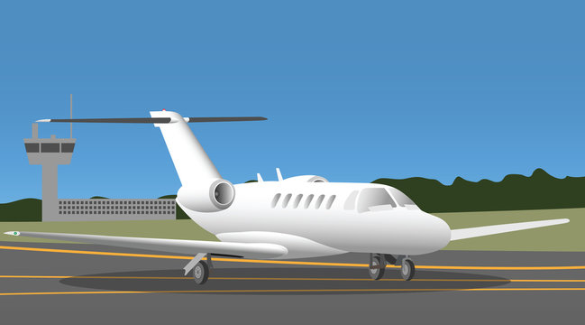 Business jet in the airport