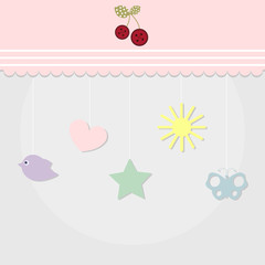 baby birthday card template greeting card or invitation. baby shower and arrival. vector illustration