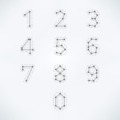 Abstract wired numbers 0-9