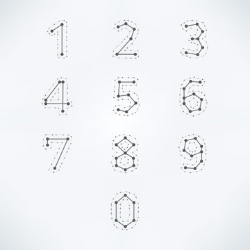 Abstract wired numbers 0-9