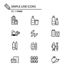 Simple line icons set 1 Food