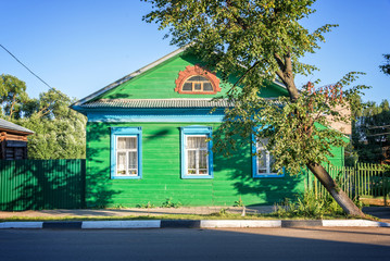 Colorful traditional wooden house in Rostov, Golden ring, Russia