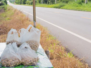 Boiled Peanuts sold by the roadside. in Thailand.
