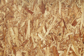 Sheet of plywood with fragments of compressed sawdust