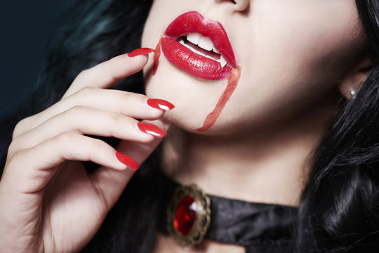 Close up of vampire's lips