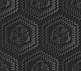 Dark 3D paper art 555 vintage sawtooth side polygon geometry
