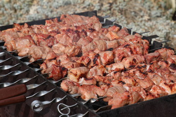 Meat is grilled / Schaschlik