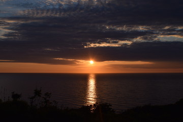Obraz na płótnie Canvas 海辺の夕日北海道の初山別岬で撮影しました