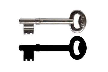 old key isolated on white with alpha chanel