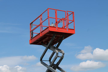 The Platform Cage at the Top of a Hydraulic Lift.