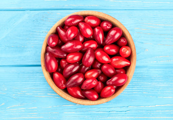 Cornelian cherries in bowl