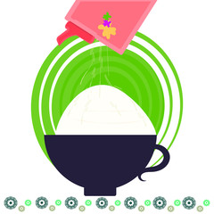 Flour in the cup. Kitchen