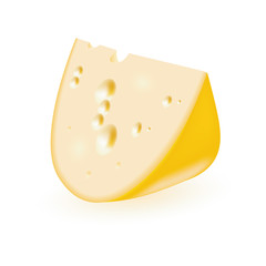 Triangular piece of cheese. Vector