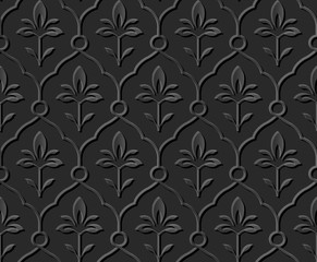 Dark 3D paper art 571 elegant curve round cross flower
