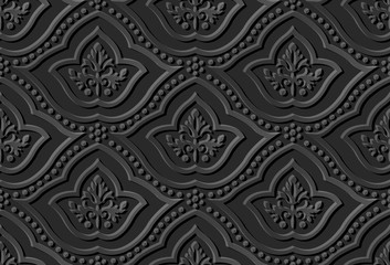 Dark 3D paper art 574 dot curve line round flower
