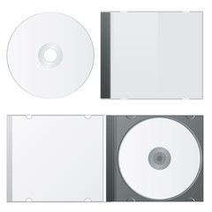 Blank Case and Disk. Cd Packaging Template. Vector Illustration.