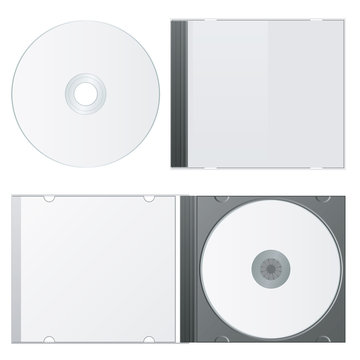 Cd template with blank label - vector illustration. White blank