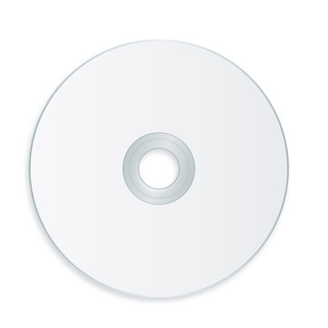 Cd template with blank label - vector illustration. White blank sample DVD. Isolated white background