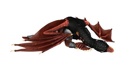 3D Rendering Fantasy Dragon on White