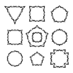 Obraz premium Vector set of ten different retro floral frame