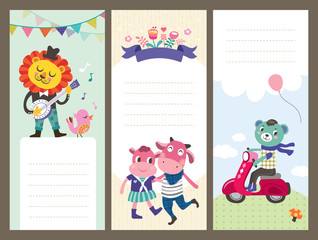 Cute cartoon animals gift tags/ greeting card