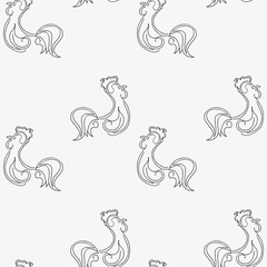 Abstract pattern of roosters.