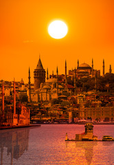 Istanbul Turkey , Maiden tower, Galata tower, Blue mosque, ortakoy mosque