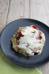 tower vegetables and goat cheese (vegetable timbale)