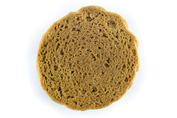 black side of coffee cookie with almond nut on white