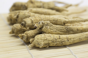 The close-up of ginseng roots 