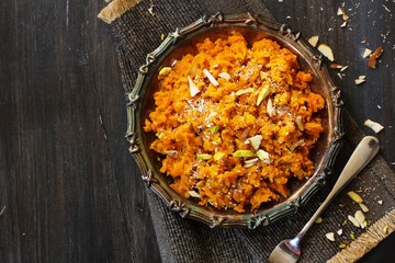 Carrot Halwa / Indian sweet made of grated carrots