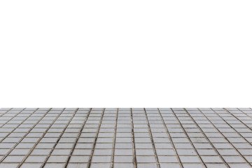 old tile floor on white