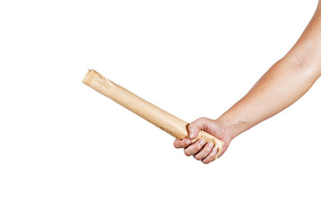 Roll envelope in hand. Posture represents the forwarding information.