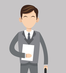 businessman with office related items  vector illustration