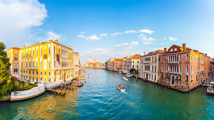 Grand Canal and Basilica Santa Maria della Salute on the Sunset. Venice, Italy.