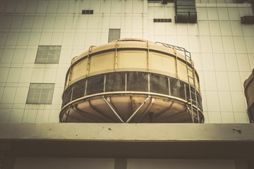 Cooling tower old vintage retro industry style.