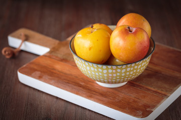 Fresh juicy golden plums