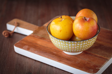 Fresh juicy golden plums