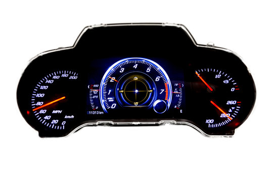 Dashboard and digital display - mileage, fuel consumption, speed