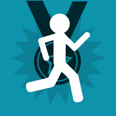 flat design winner pictogram with medal  icon vector illustration