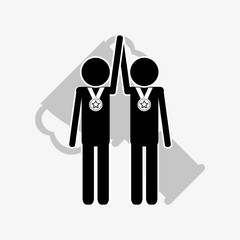 flat design winner pictogram with medal  icon vector illustration