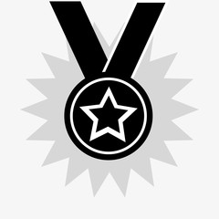 flat design star medal icon vector illustration 