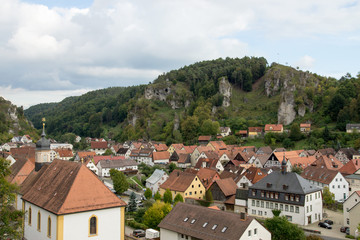 Stadtansicht von Pottenstein, Oberfranken, Deutschland
