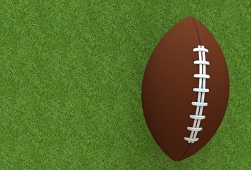 Obraz premium American Football Ball on Grass, 3D rendering