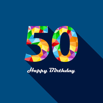 HAPPY 50th BIRTHDAY Vector Polygon Pattern Card 