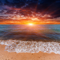 Panele Szklane Podświetlane  fajna scena zachodu słońca nad morzem?
