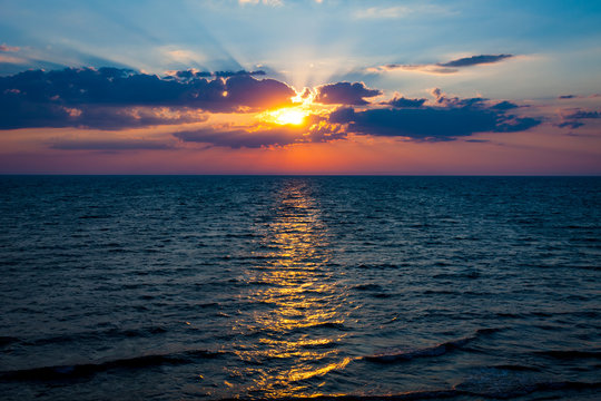 susnet over sea water surface