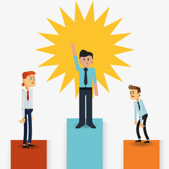flat design businessman on top of podium icon vector illustration