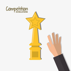 flat design businessman reaching for trophy icon vector illustration